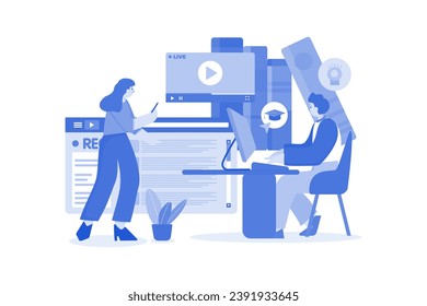 Online Educational Video Illustration concept on a white background