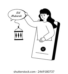 Online eid wishing concept illustration, up for premium use