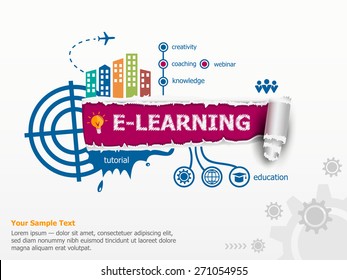 Online e-learning and breakthrough paper hole with ragged edges with a space for your message. 