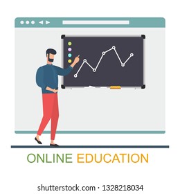 Online e-learning concept, digital classroom. Study over the Internet, online education, university banner. Vector illustration.