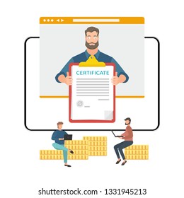 Online e-learning concept, digital classroom. Study over the Internet, online education, university banner. Vector illustration.