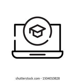 Online E-Learning Distance Learning Eduction Earn Degree Online Vector Icon Design Concept, 