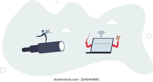 Online e-learning, teaching via internet course or study online at home in Coronavirus COVID-19 outbreak concept. character life .
