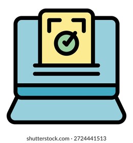 Ícone de eleição online delineia vetor. Caixa de votação. Democracia cédula de cor plana