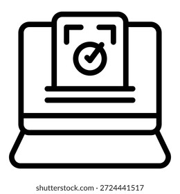 Vector de contorno de ícono de elección en línea. Casilla de votación. Papeleta de la democracia