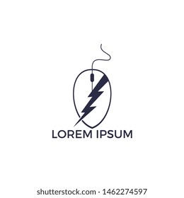 Online Electricity Logo Design. Cursor and thunderbolt logo design template.