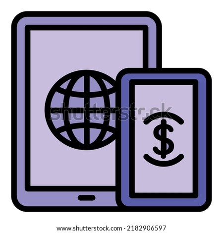 Online electronic icon outline vector. Money payment. App cash