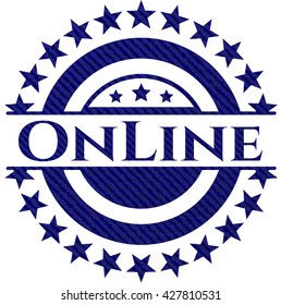 Online-Emblem mit Denim-Textur