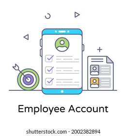 An online employee account flat vector download