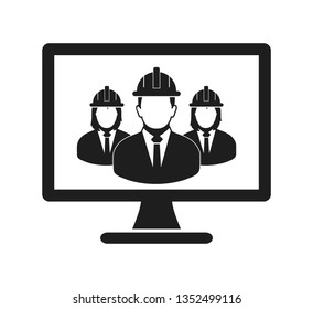 Online Engineering Team Icon. Flat style vector.