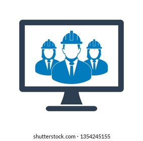 Online Engineering Team Icon. Flat style vector.