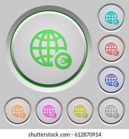 Online Euro payment color icons on sunk push buttons