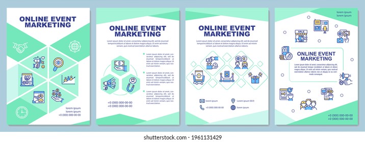 Online Event Marketing Brochure Template. Virtual Event Promotion. Flyer, Booklet, Leaflet Print, Cover Design With Linear Icons. Vector Layouts For Presentation, Annual Reports, Advertisement Pages