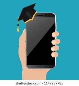 Online exam concept, taking test. Education. Vector flat illustration