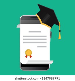 Online exam concept, taking test. Education. Vector flat illustration
