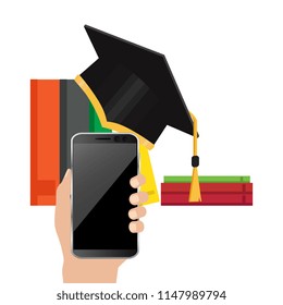 Online exam concept, taking test. Education. Vector flat illustration