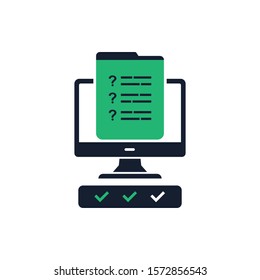 Online exam icon design. Web survey concept isolated on white background. Vector illustration