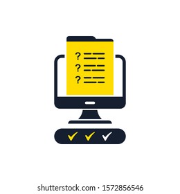 Online exam icon design. Web survey concept isolated on white background. Vector illustration