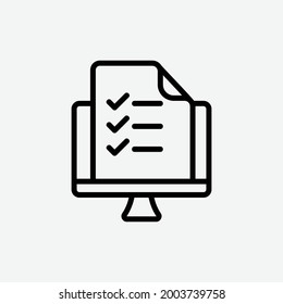  icono de examen en línea, icono de esquema de aprendizaje aislado en fondo gris claro, perfecto para sitio web, blog, logo, diseño gráfico, medios sociales, interfaz de usuario, aplicación móvil, ilustración de vector EPS 10