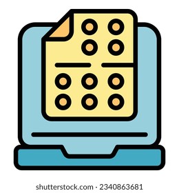 Online exam icon outline vector. Digital test. School computer color flat