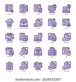 Paquete de iconos de examen en línea para su Sitio web, móvil, presentación y diseño de logotipo. Línea de iconos de examen en línea de diseño de color básico. Ilustración gráfica de Vector y trazo editable.