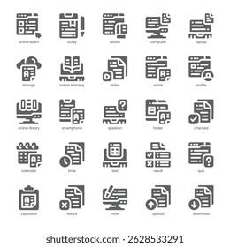 Online Exam Icon pack for your website, mobile, presentation, and logo design. Online Exam Icon solid design. Vector graphics illustration and editable stroke.