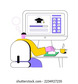 Online exam isolated cartoon vector illustrations. Focused guy filling in an online exam form and making notes, educational process during pandemic, student lifestyle vector cartoon.