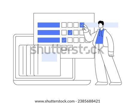 Online exam isolated cartoon vector illustrations. Focused guy filling in an online exam form and making notes, educational process during pandemic, student lifestyle vector cartoon.