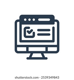 Exame on-line sobre o ícone do vetor do sistema de gerenciamento de aprendizado