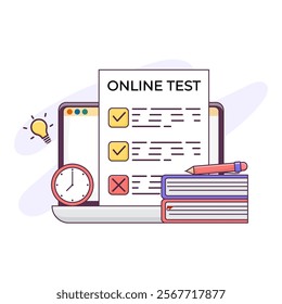 Online exam platform concept with Laptop. Online Education Concept Isolated white Background