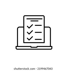 Online Exam, Taking Test Line Icon. Simple Element Illustration. Online Exam, Taking Test Concept Outline Symbol Design.