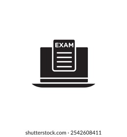 Online exam test icon black and white vector sign