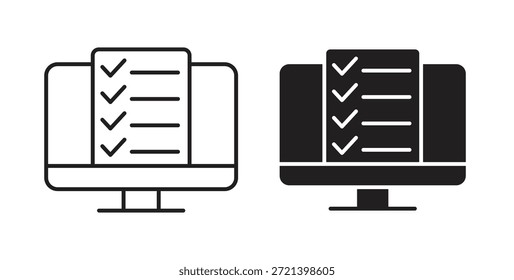 Online exam test icon concept set. Simple icon collection