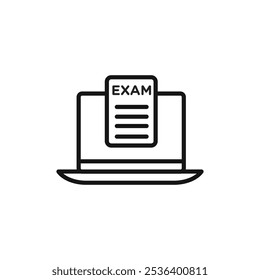 Ícone de teste de exame on-line Ilustração de arte plana em outline