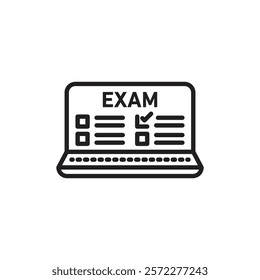 Online exam test icon Flat vector set outline
