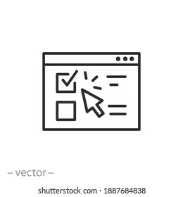 Online Exam Or Test Icon, Form Survey For Student, Knowledge Check Questionnaire, Fill And Pass Checklist, Thin Line Symbol On White Background - Editable Stroke Vector Illustration Eps 10