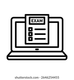 Online exam test icon outline set sign