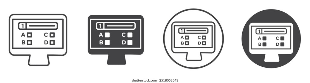 Online exam test icon thin line illustration