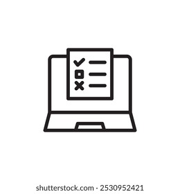 Online exam test icon Thin line flat illustration