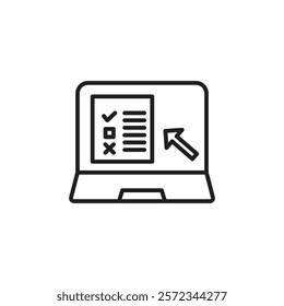 Online exam test icon Vector flat thin line illustration