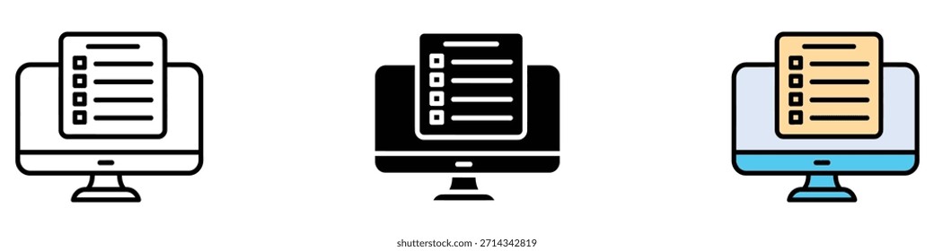 Online exam test icon vector. digital surveys, applications, and task management symbol. vector illustration.
