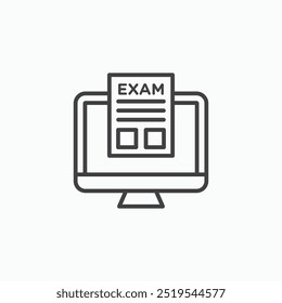 Online exam test thin liner icon isolated