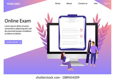 Examen y pruebas en línea. Educación en línea. Plantilla de sitio web. Página de inicio.