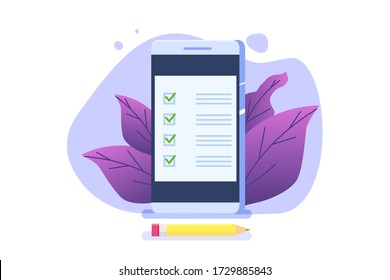Online exam or testing, E-lerning,  Internet Quiz, Online education concept. Vector illustration.