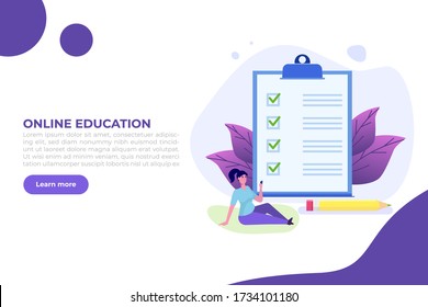 Online exam or testing, E-lerning,  Internet Quiz, Online education concept. Vector illustration.