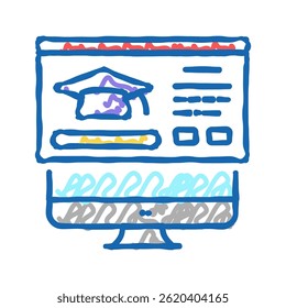 online examination doodle icon sketch vector. online examination sign. isolated symbol illustration