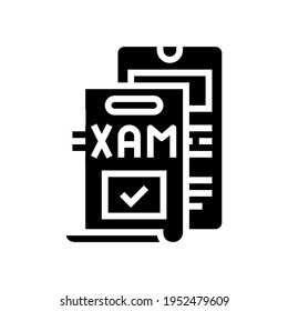 online examination glyph icon vector. online examination sign. isolated contour symbol black illustration