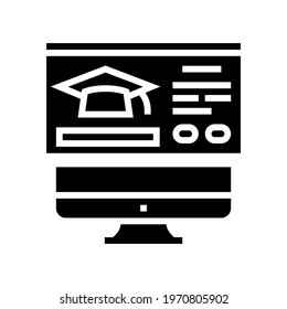 online examination glyph icon vector. online examination sign. isolated contour symbol black illustration
