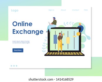 Online exchange vector website landing page design template