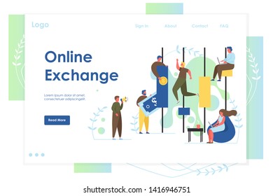 Online exchange vector website landing page design template